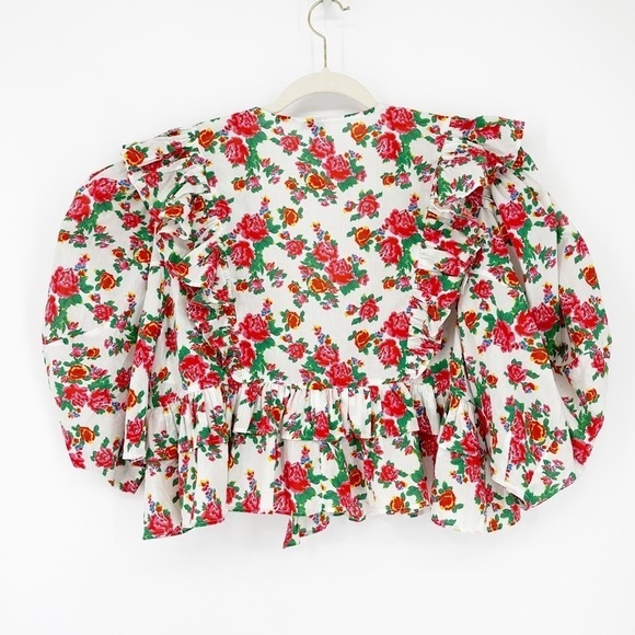 RHODE Elodie White Dazzle Floral Blouse Top - Picture 3 of 9